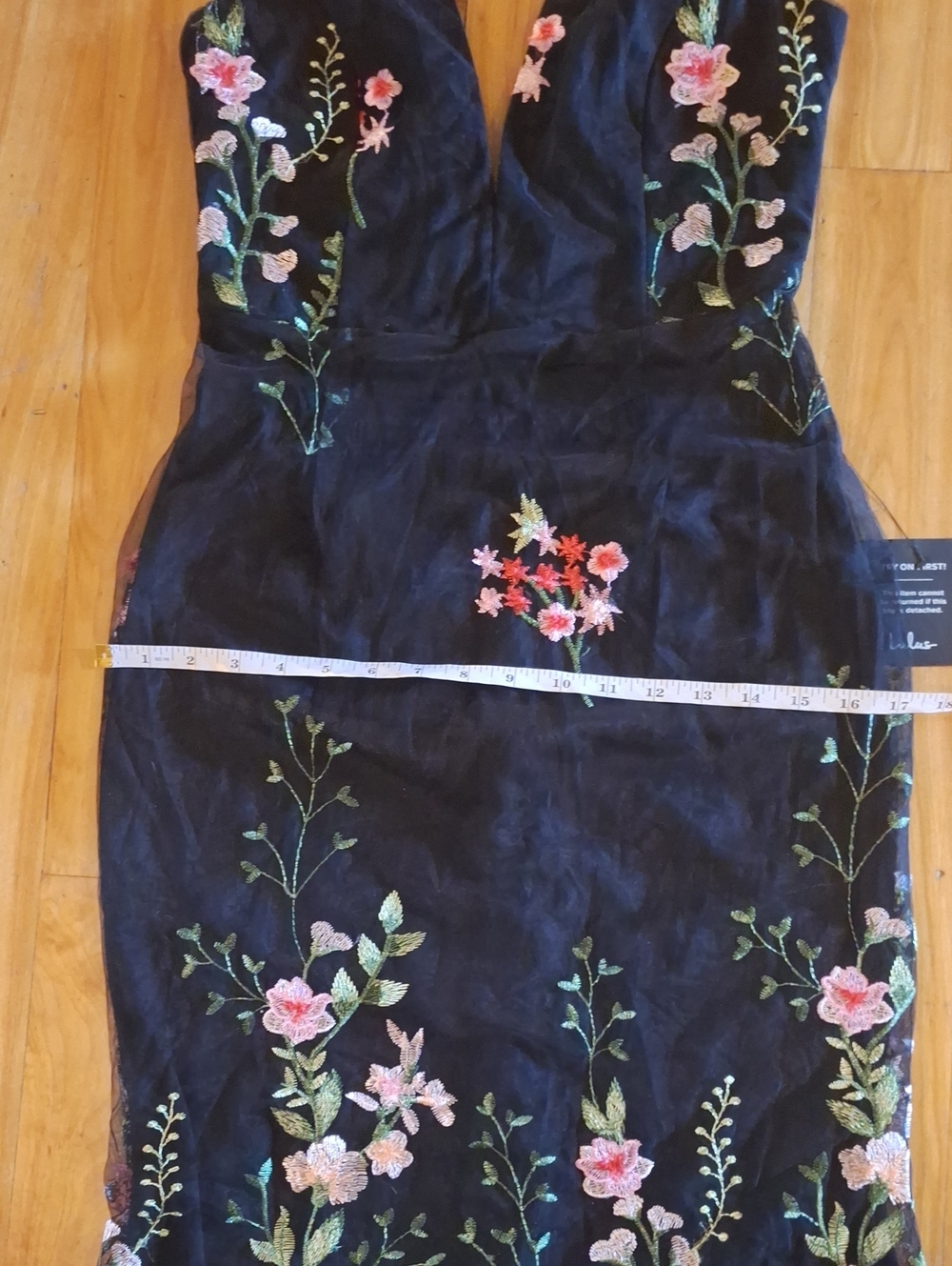 NWT Lulu'a Soiree Blossom Black Floral Embroidered Mermaid Maxi Dress Size Small - Picture 12 of 15
